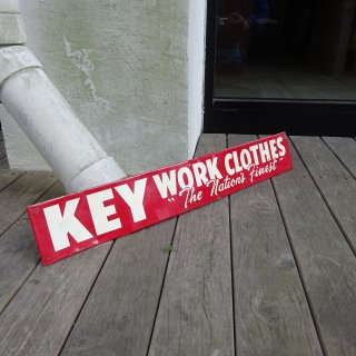 50's KEY INDUSTRIES / KEY WORK CLOTHES Iron Sign Board