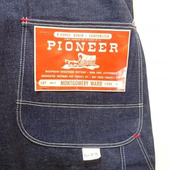 デッド 50年代製 PIONEER デニムオーバーオール W38 L30