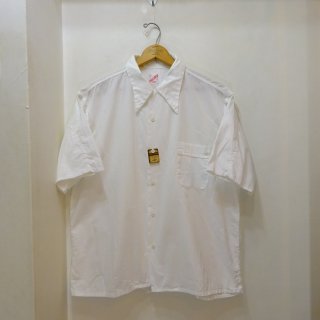 One Wash 40's Vintage White Cotton Open Collar Shirts size L