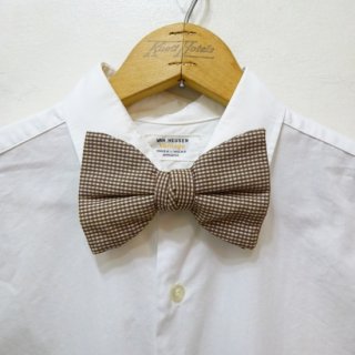 Dead Stock Vintage Gingham Check Bow Tie Brown