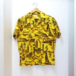 50's Fashions of Hawaii Cotton Hawaiian Shirts Yellow size M