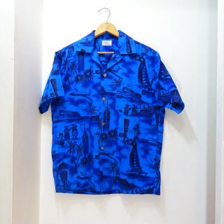 50's Fashions of Hawaii Cotton Hawaiian Shirts Blue size L