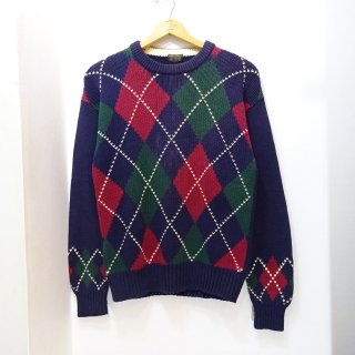 90's Brooks Brothers Argyle Pattern Cotton Knit Sweater size M 