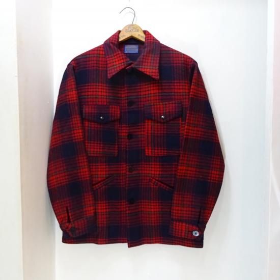 70s USA製 PENDLETON ウールシャツ　格子チェック　茶青　M