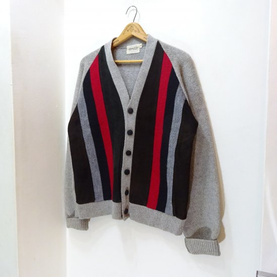 50年代製 GLORAY KNITTING MILLS 2Plyウール × スエード カーディガン|ヴィンテージストアGRACE