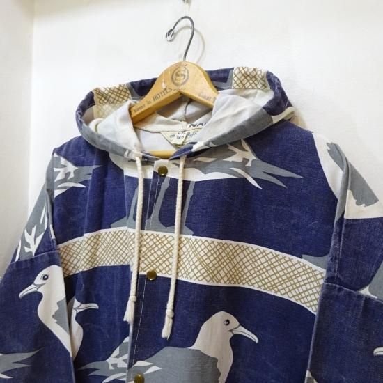 90年代製 ミシガンラグ フーデッドジャケット カモメ柄 size L 90年代製 ミシガンラグ フーデッドジャケット カモメ柄 size L