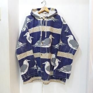 90's Michigan Rag Co. Hooded Jacket Seagull Pattern size L/XL