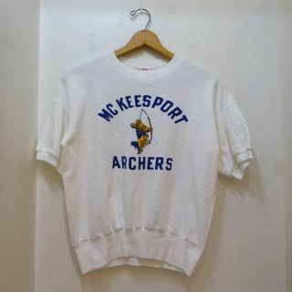 Early 60's CHAMPION McKEESORT ARCHERS Pile Cloth Short Sleeve Sweat Shirts size L