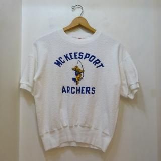 Early 60's CHAMPION McKEESORT ARCHERS Pile Cloth Short Sleeve Sweat Shirts size L