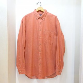 1993y LANDS' END Nantucket-Red (Orange) Cotton Twill B.D Shirts size L Tall