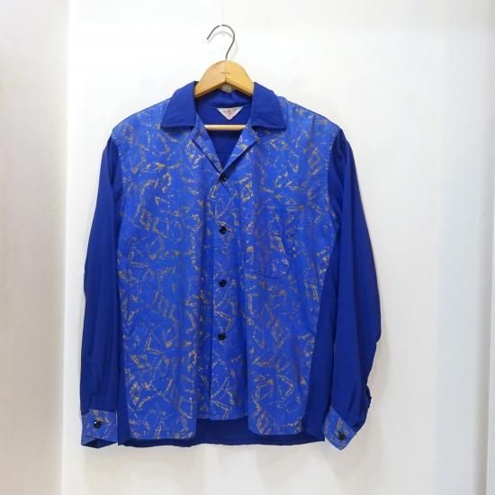 50年代製 Vintage コットン × レーヨン オープンカラーシャツ 