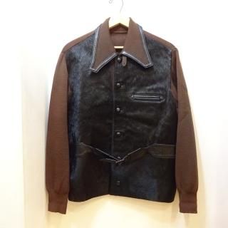 Dead Stock 70's Unknown Wool Leather Front Sports Jacket size L