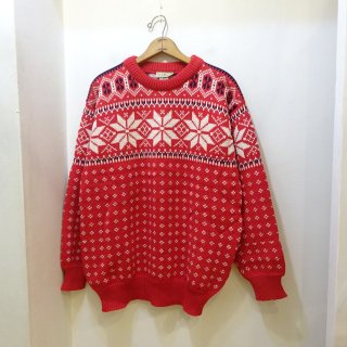 80's L.L.Bean Snowflake Pattern Wool Sweater size L 【ミントコンディション】