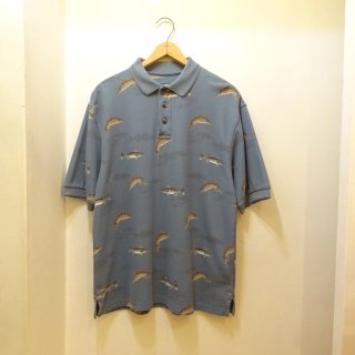 90's Cabela's Fishing Pattern Cotton Polo Shirts size M