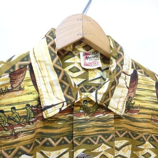 オールド ハワイアンold hawaiian　ヴィンテージ　ビンテージ　額装 Andrade RESORT SHOP ”HORIZONTAL PATTERN” S/S HAWAIIAN SHIRT