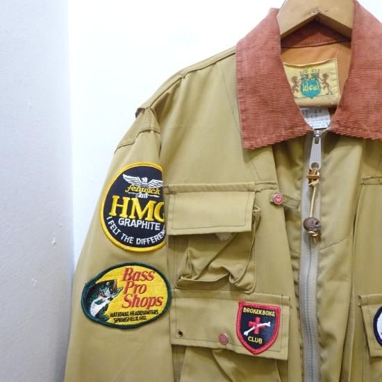 【Vintage】IDEAL フィッシングジャケット ベージュ/赤 70年代製 Ideal ブラウンツイル フィッシングジャケット size L
