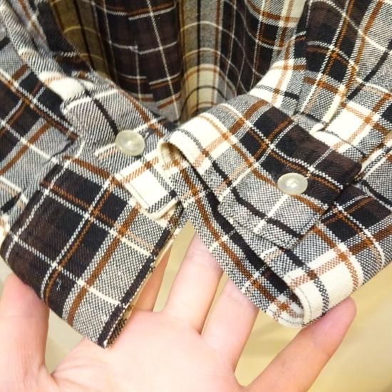60年代製 ARROW オープンカラー ウールシャツ ブラウンチェック size M