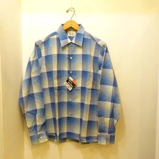 Dead Stock 50's Blocks Cotton Open Collar B.D Shirts size S