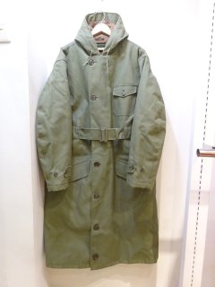 50's Abercrombie & Fitch Olive Canvas Hooded Coat with Alpaca Lining size 46 Long