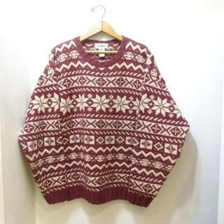 90's L.L.Bean Snowflake Pattern Nordic Wool Sweater size M