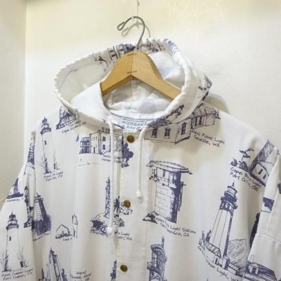90年代製 ミシガンラグ 灯台柄 フーデッドジャケット size L