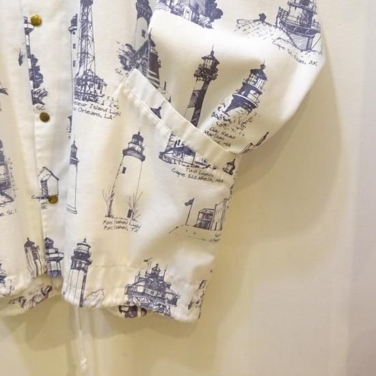 90年代製 ミシガンラグ 灯台柄 フーデッドジャケット size L 90年代製 ミシガンラグ 灯台柄 フーデッドジャケット size L