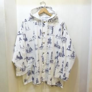 90's Michigan Rag Light Houses Pattern Hooded Jacket size L 