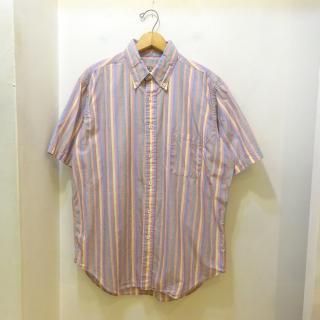 80s L.L.Bean S/S Multi Stripe Cotton B.D Shirt size L