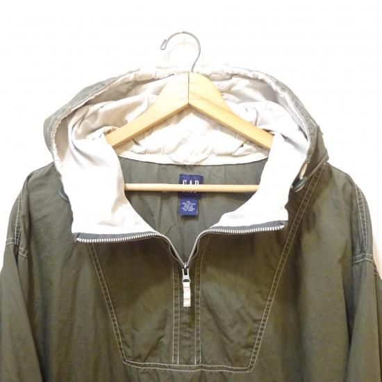 90年代 GAP コットンポプリン アノラックパーカ オリーブ XL