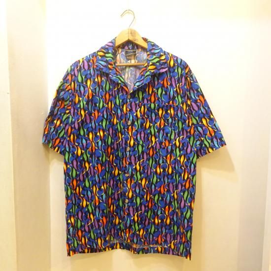 80年代製 TOUCAN DANCE トロピカルフィッシュ 総柄 オープンカラー