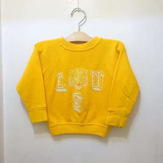 60s、70s vintage フロッキープリント　スウェット　イリノイ州立大学 60's フロッキープリントスウェット | 古着 通販 relddot