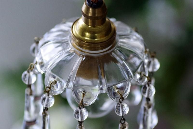 フランス　ミニシャンデリア　クリスタルティアドロップ　アンティーク フランスアンティーク10ピン クリスタルガラスドロップミニ