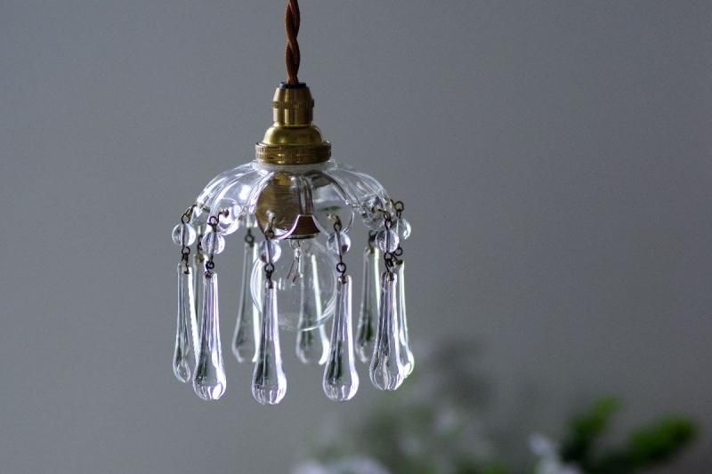 フランス　ミニシャンデリア　クリスタルティアドロップ　アンティーク フランスアンティーク10ピン クリスタルガラスドロップミニ