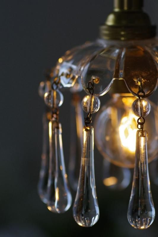 フランスアンティーク10ピン クリスタルガラスドロップミニ