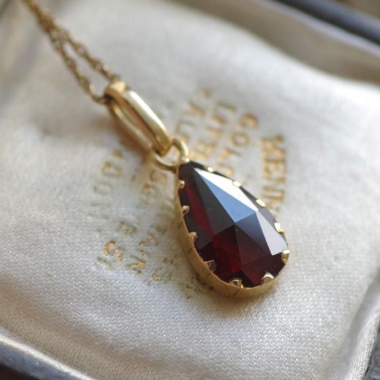 レア！フランスアンティーク　K18　ペルピニャンガーネット　大粒ペンダント/真珠 レア！フランスアンティークK18ペルピニャンガーネット大粒