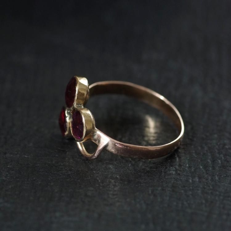 0567レア！フランスアンティークK18ゴールドペルピニャンガーネット