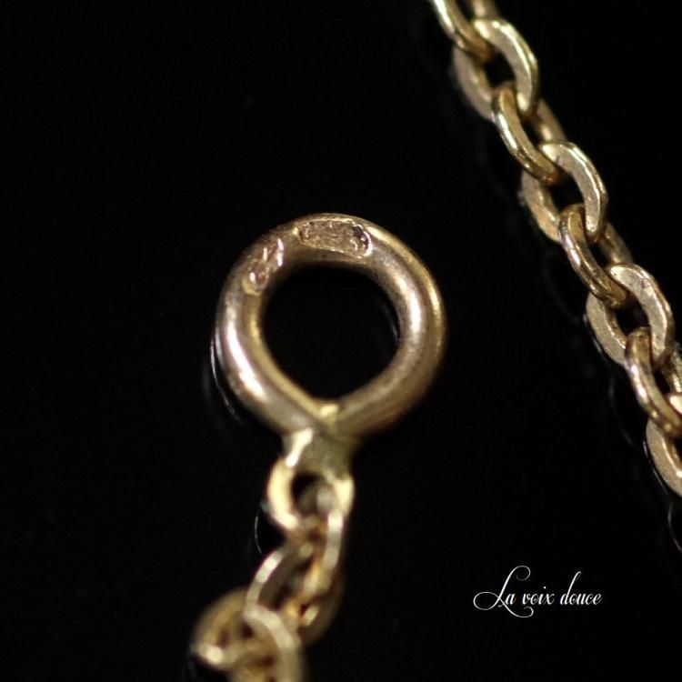 0776フランスアンティークK18ゴールド金細工チェーンネックレス