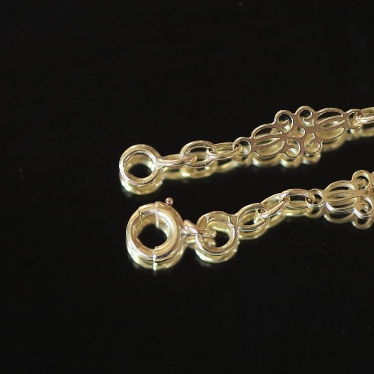 0530フランスアンティークK18ゴールド透かし金細工ネックレス