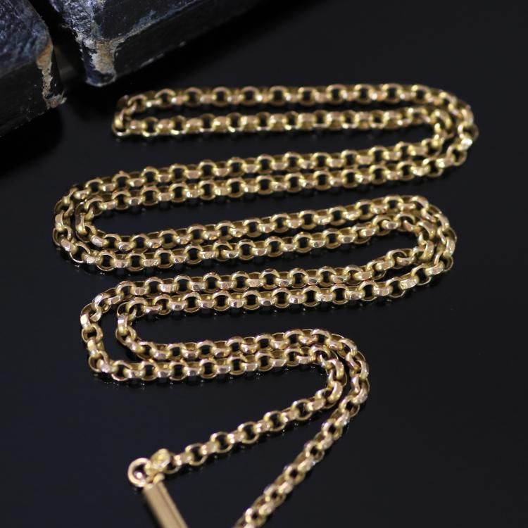 0906イギリスアンティークK9ゴールドバレルクラスプチェーン