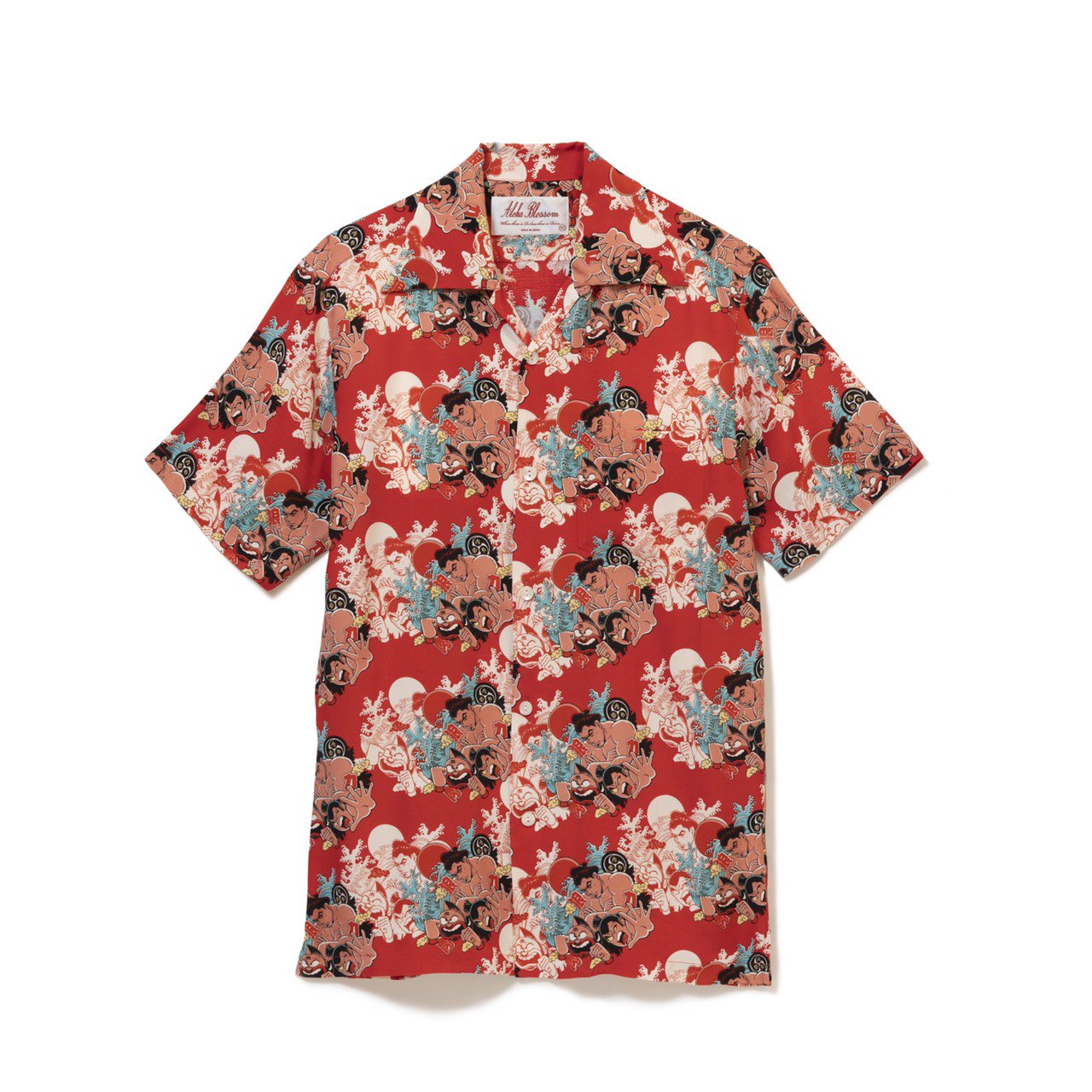 “Aloha Blossom × 千代の富士”  キン肉マン コラボレーション 半袖ハワイアンシャツ（RED）