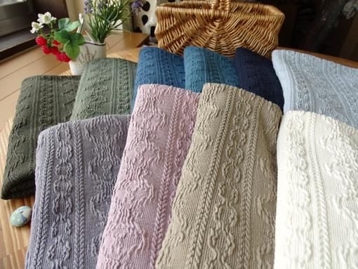 おしゃれなアランセーター風ニット・オーシャンブルー - ダブルガーゼ