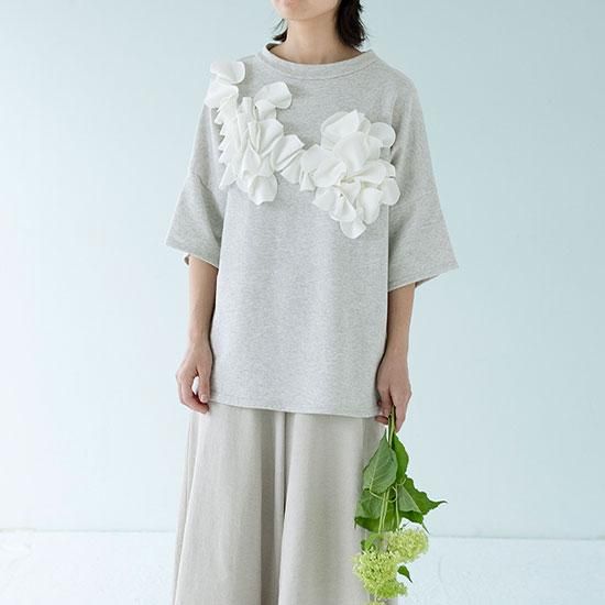 Style 02 Hana スタンドカラーカットソー 半袖 ライトグレー ナオカケルストア Style 02 Hana スタンドカラーカットソー 半袖 ライトグレー ナオカケルストア