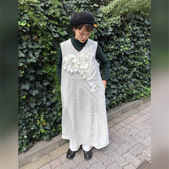 STYLE-03 Hana Vネックノースリーブワンピース ライトグレー STYLE-03 Hana Vネックノースリーブワンピース ライトグレー