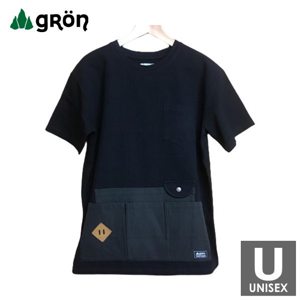 gron(グローン) 綿麻クラフトマンTシャツ メンズ・レディース エプロン型の半袖Tシャツ - トレイルランニング装備の通販ショップ「ソトアソ本店」