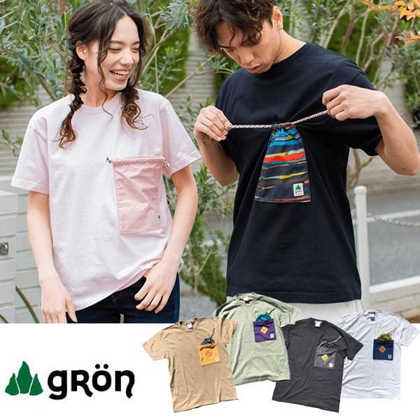 Gron グローン 巾着tシャツ 2レイヤーポケット 1317 メンズ 半袖tシャツ トップス 男性用 夏服 大きいサイズ ブランド ソロキャンプ アウトドアウェア トレイルランニング装備の通販ショップ ソトアソ本店