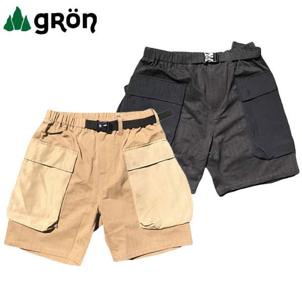 Gron グローン ヘリンボーン キャンバス モンキーイージーショーツ ハーフパンツ ショートパンツ 短パン ポケット付き キャンプ アウトドアウェア トレイルランニング装備の通販ショップ ソトアソ本店