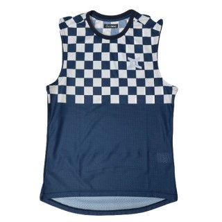 ★GAMOA(ガモア) Singlet Block Check Navy Blue メンズ ノースリーブシャツ