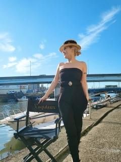 ヴァクトー　フワモコ　オールインワン ヴァン Vin Ample ドットジャガードオールインワン （ブラック