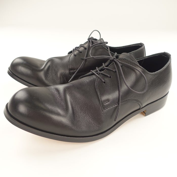 最高品質の PADRONE パドローネ ダービープレーントゥ 黒 42 革靴 