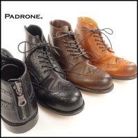 PADRONE（パドローネ）<br>WING TIP BOOTS with BACK ZIP（ウイングチップバックジップブーツ）